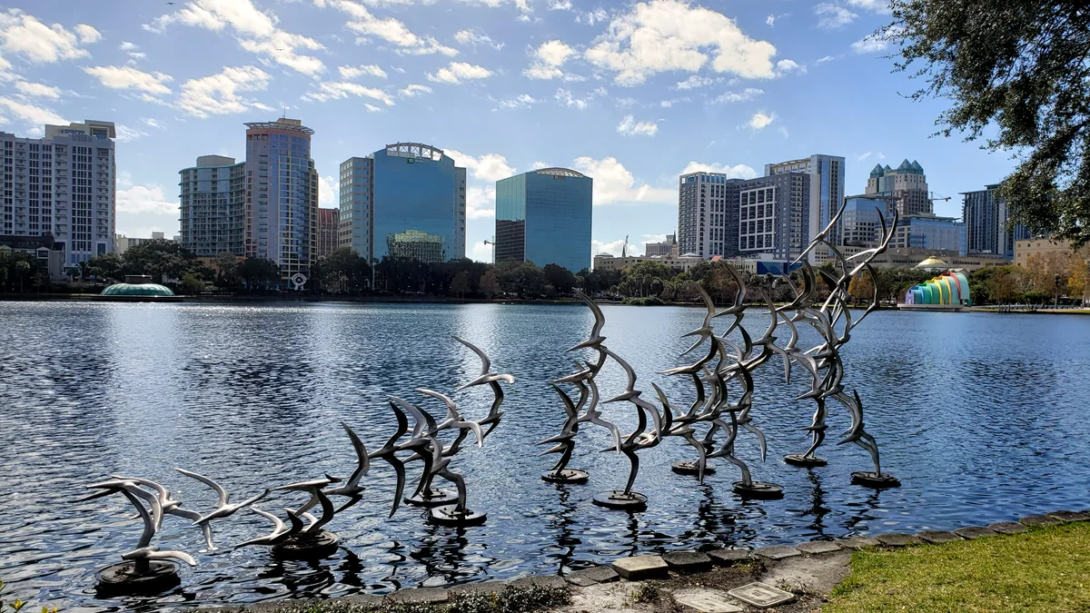Lake Eola Park in downtown Orlando, Florida.